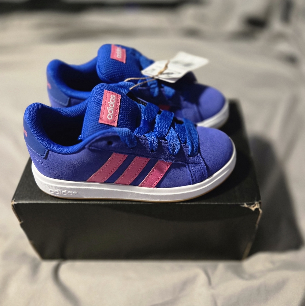 Adidas Kids' Vibrant Blue and Pink Sneakers